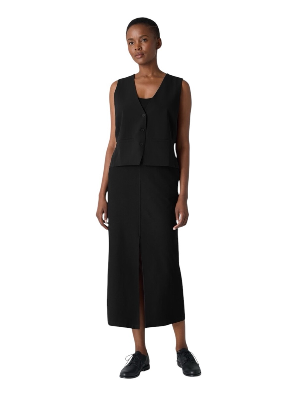 Eileen Fisher Stretch Crepe Maxi Skirt Petite Small Black USA